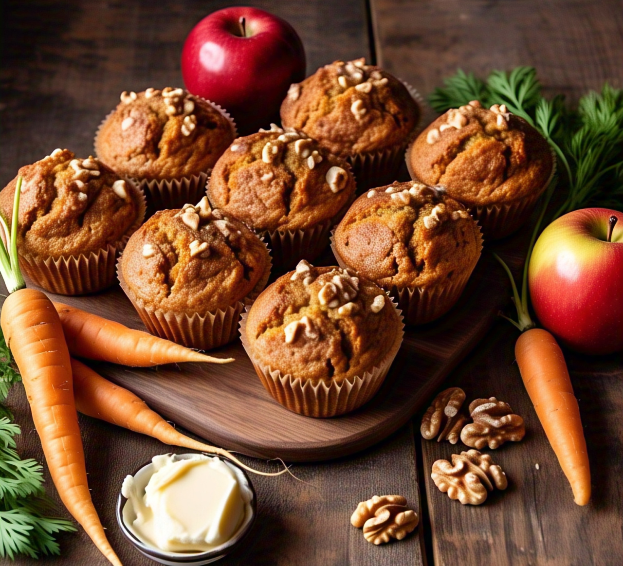 Muffins aux carottes et aux pommes 